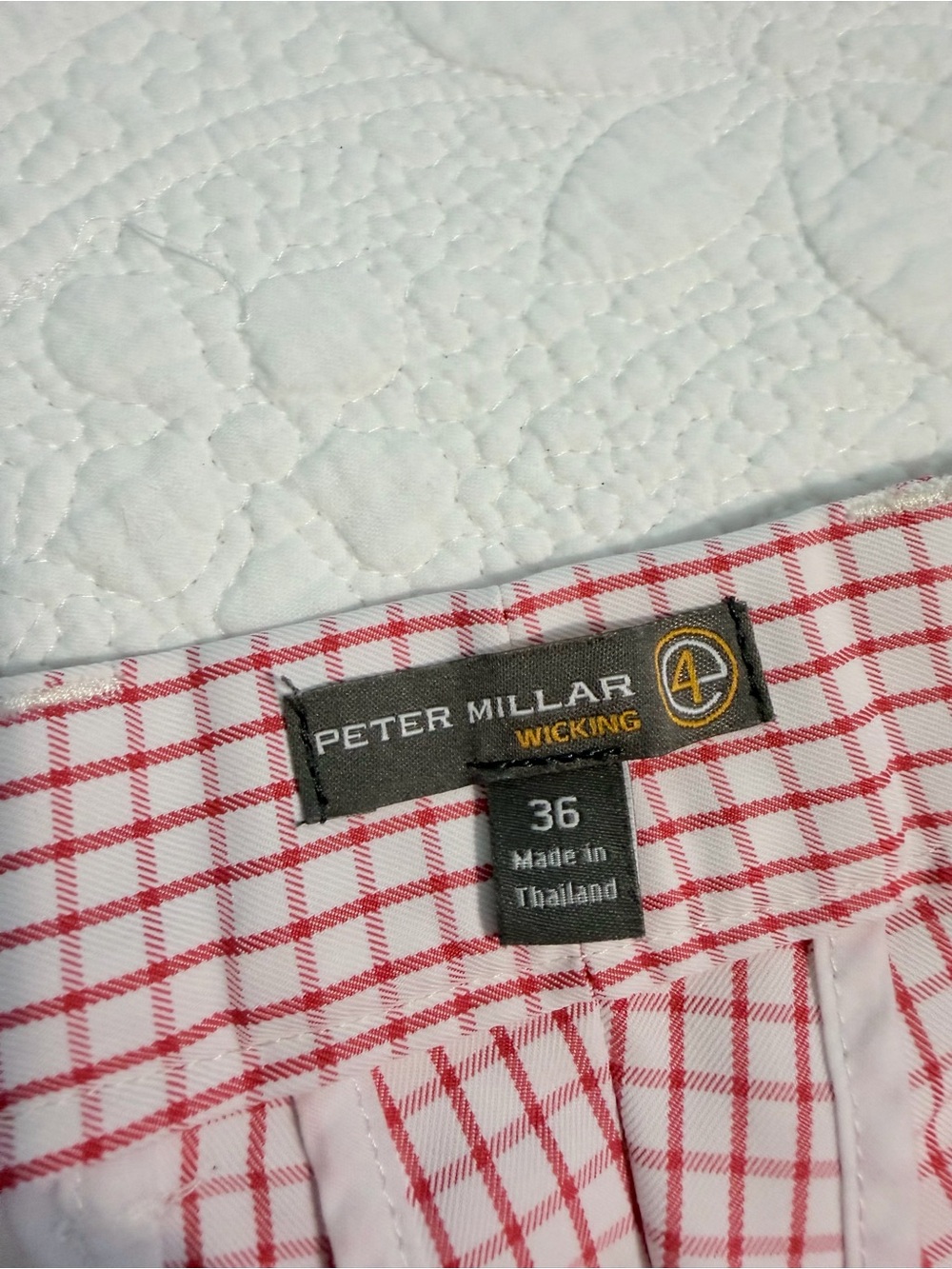 Peter Millar Performance Shorts Mens Size 36 Red White Check Plaid Golf Short
